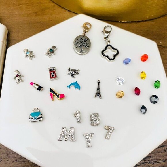 Origami Owl Lot 5 Necklaces 5 Lockets and 25 Retired Charms - Picture 5 of 16